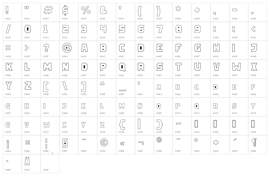 TapeArtFont Character Map