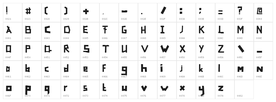 TapeFont Character Map