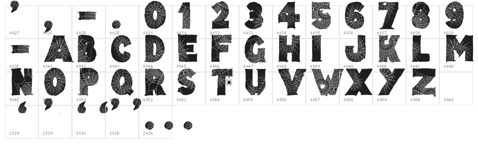 Tarentula's Web Character Map