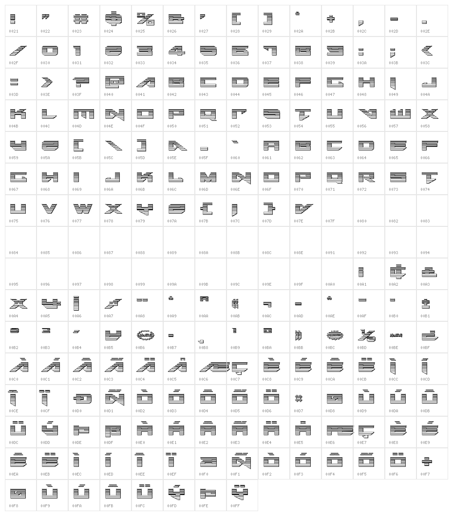 Tarrget Chrome Regular Character Map
