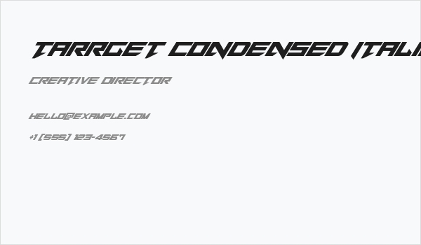 Tarrget Condensed Italic Business Card