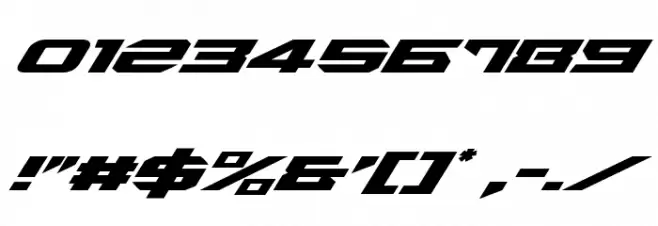 Tarrget Expanded Italic Font OTHER CHARS