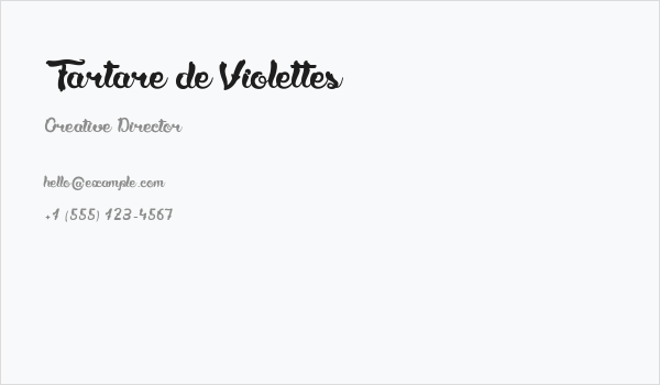 Tartare de Violettes Business Card