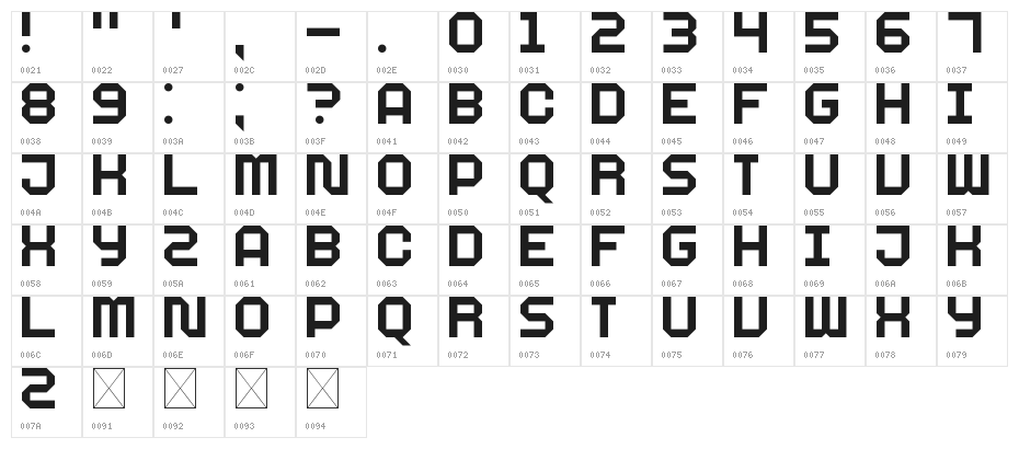 Taskes Regular Character Map
