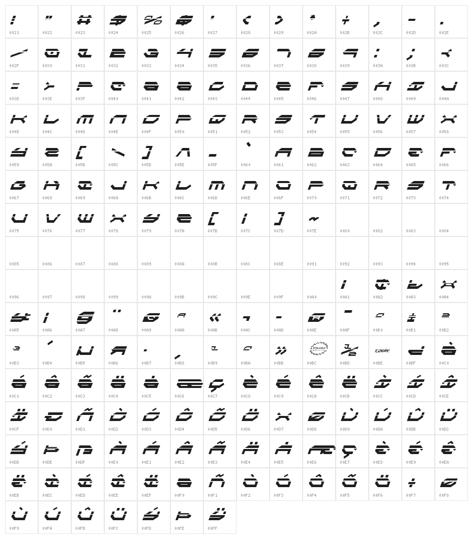 Taskforce Laser CondItal Character Map