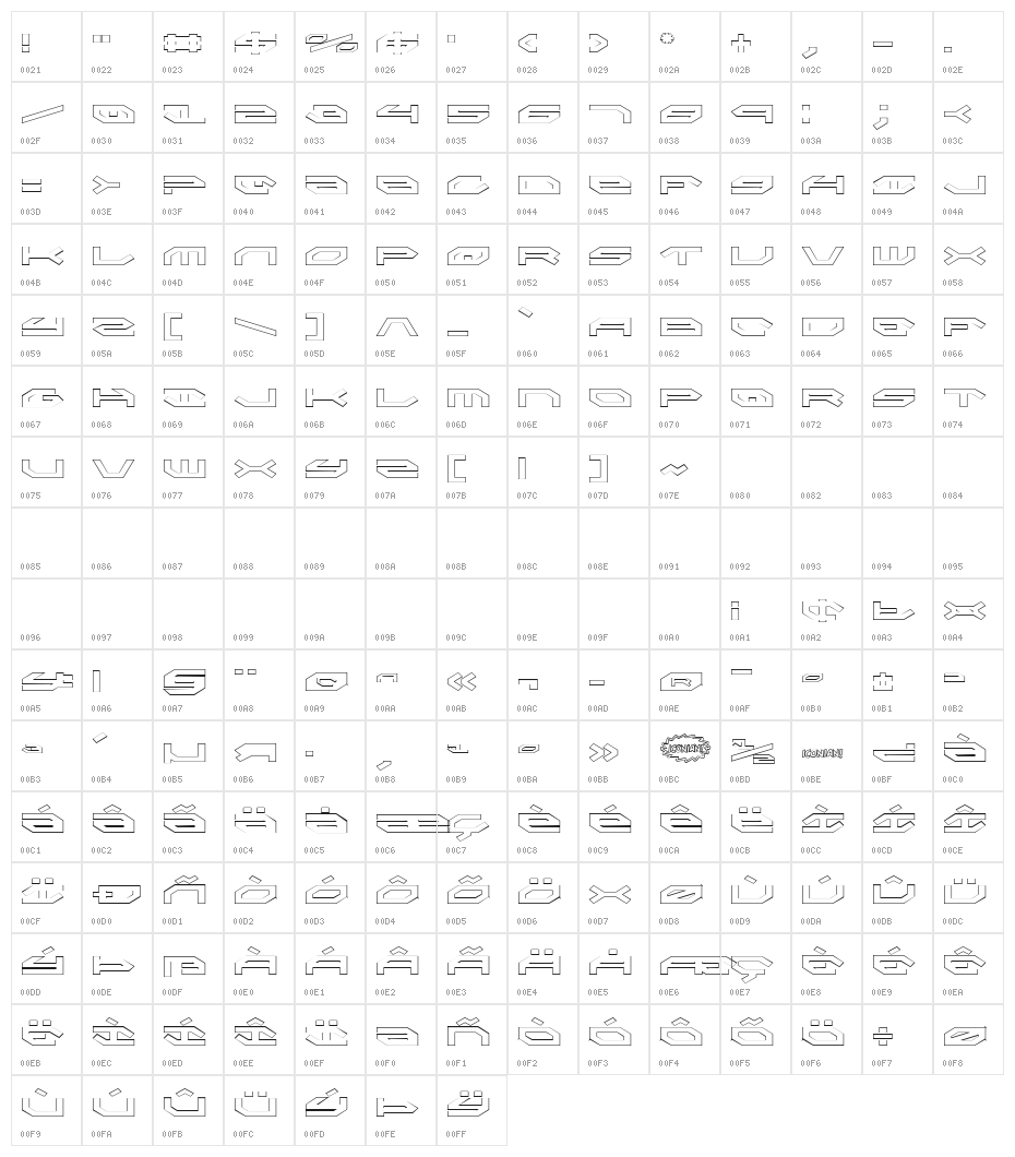 Taskforce Outline Character Map