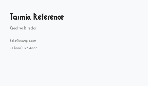 Tasmin Reference Business Card
