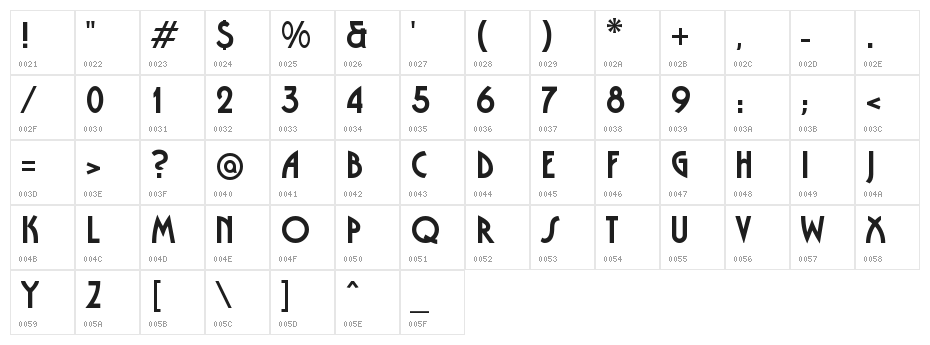 Tasmin Character Map