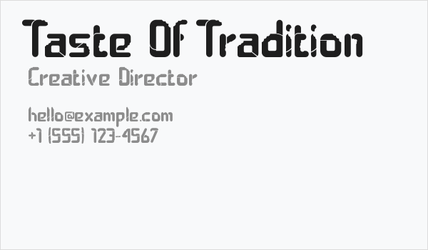 Taste Of Tradition Business Card