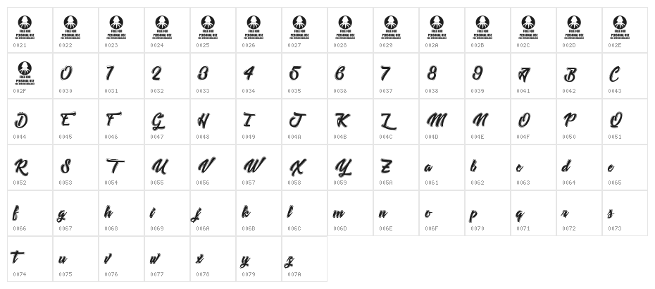 TastysushiLine Character Map