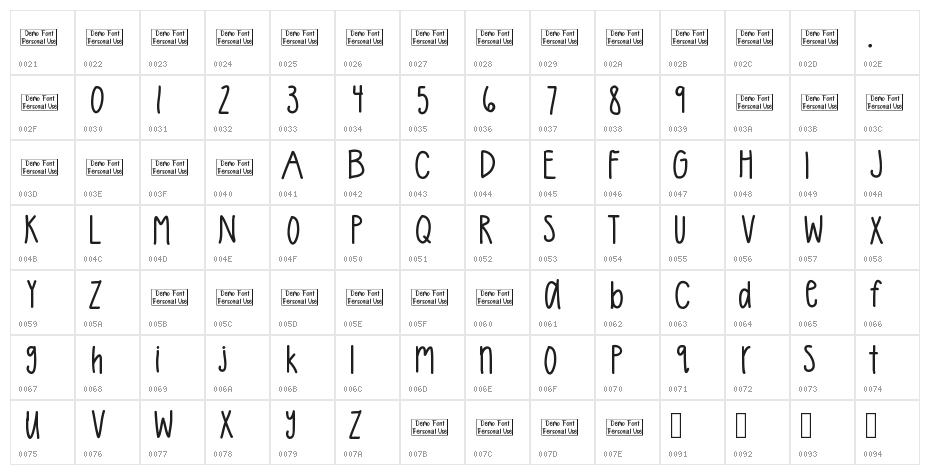 Tatertot Medium Character Map