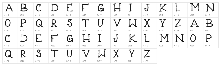 Tattoo Thinline Regular Character Map