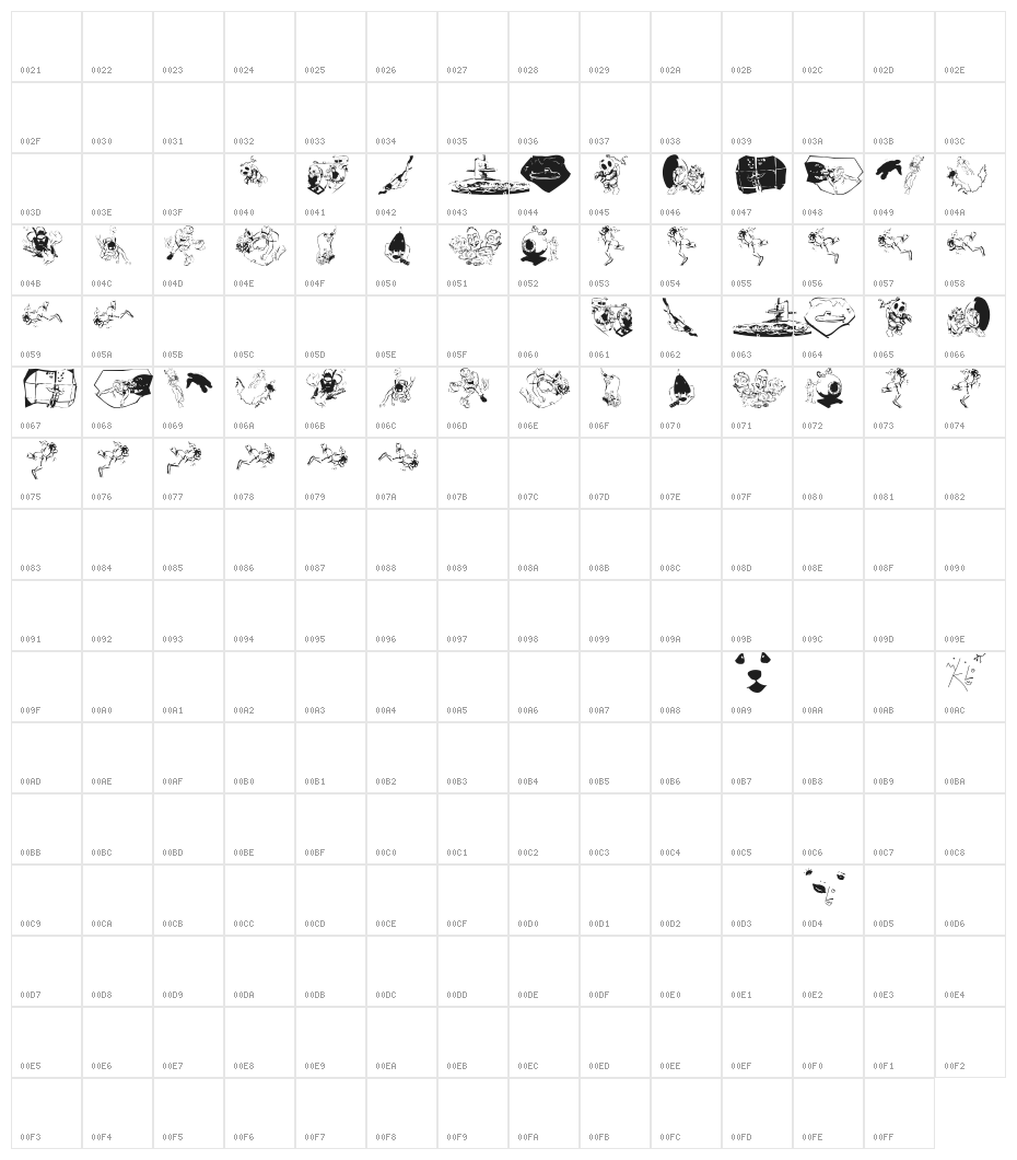 Taucher Character Map