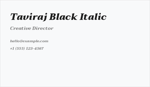 Taviraj Black Italic Business Card