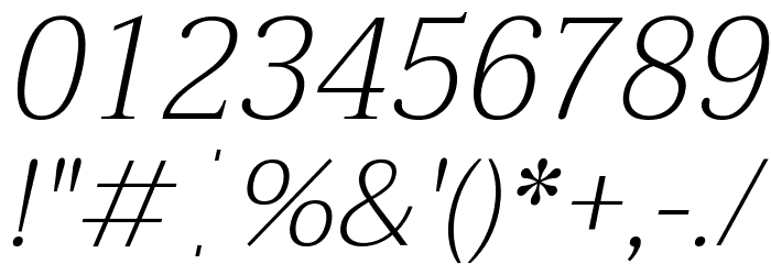 Taviraj ExtraLight Italic Font OTHER CHARS