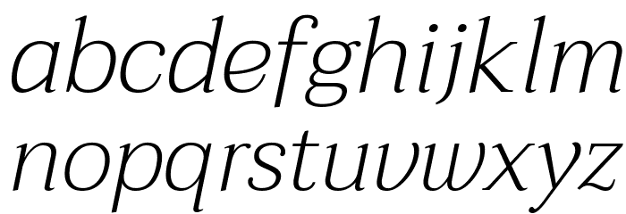 Taviraj ExtraLight Italic Font LOWERCASE