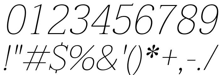 Taviraj Thin Italic Font OTHER CHARS