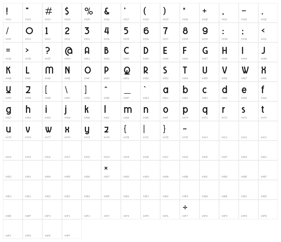 TawakkalSans Character Map