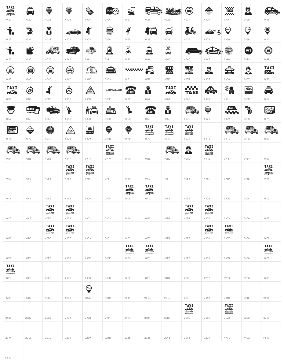 Taxi Character Map