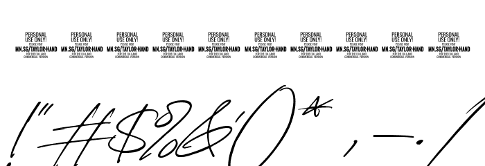 Taylor Hand Italic PERSONAL USE Font OTHER CHARS