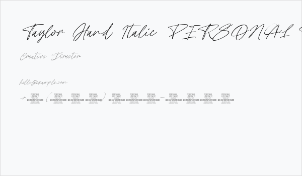 Taylor Hand Italic PERSONAL USE Business Card