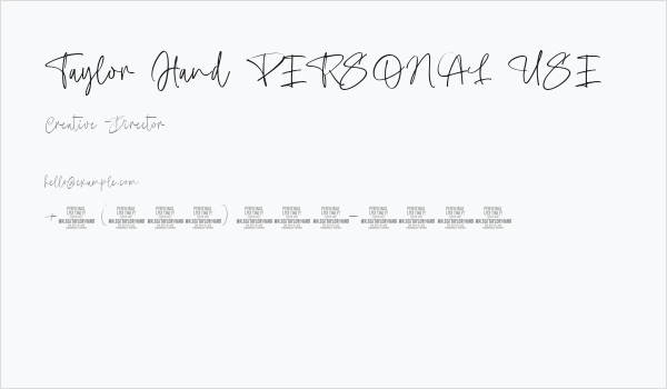 Taylor Hand PERSONAL USE Business Card