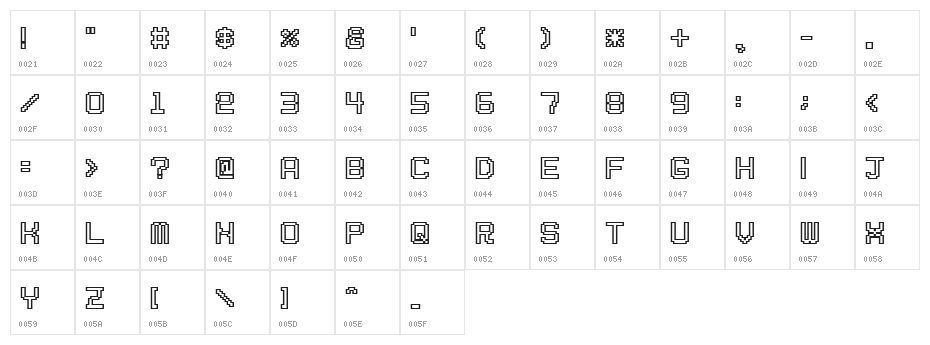 tama ss01b Character Map