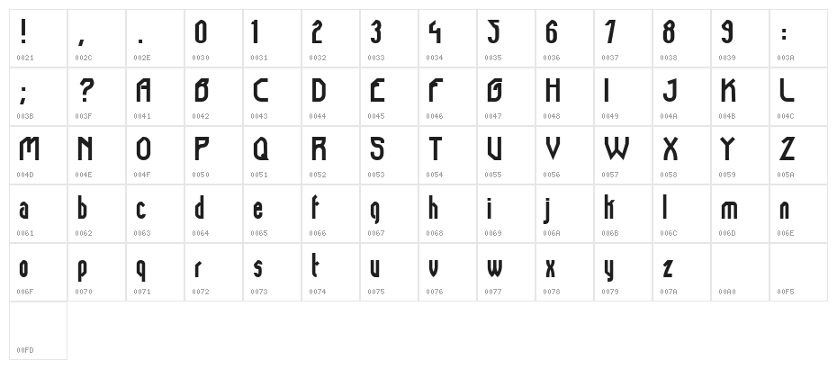 tamiami Character Map