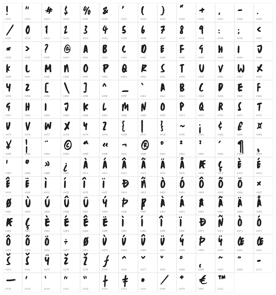 TC-October-Regular Character Map