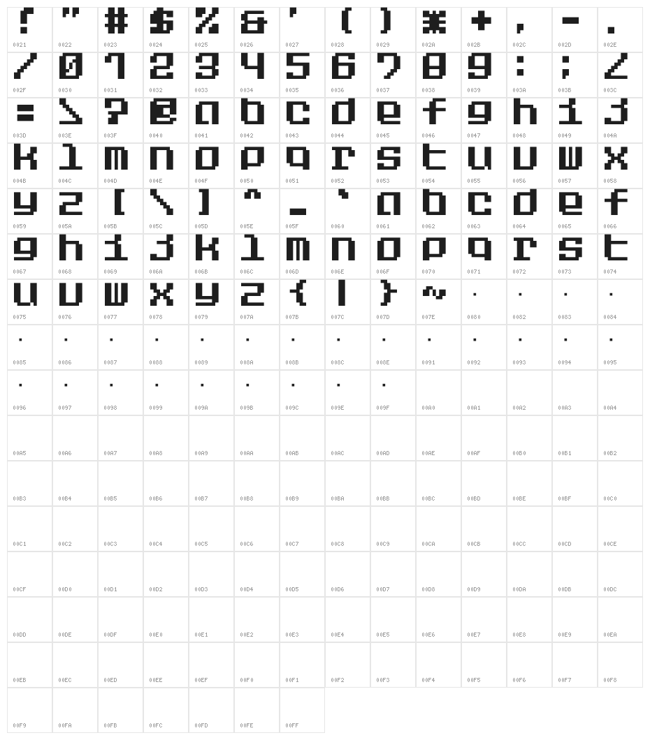 Tdmex Bitmap Character Map
