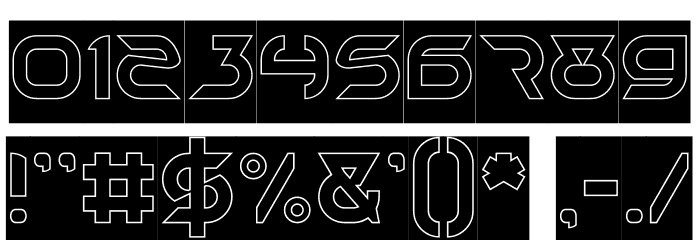 TECHNO-Hollow-Inverse Font OTHER CHARS
