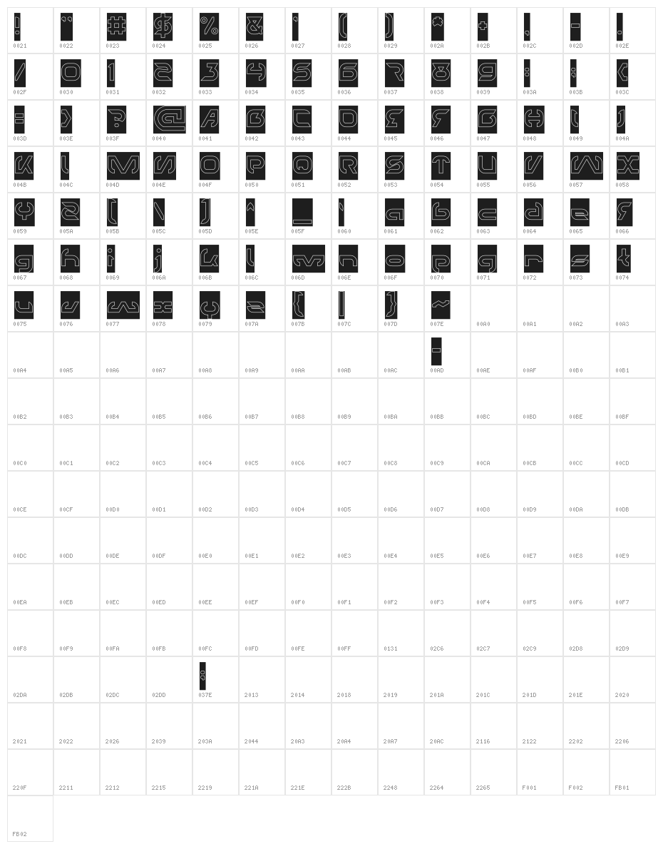 TECHNO-Hollow-Inverse Character Map