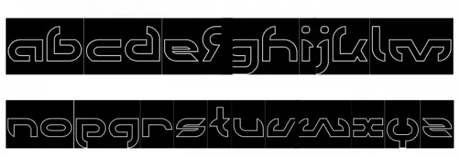 TECHNO-Hollow-Inverse フォント 小文字