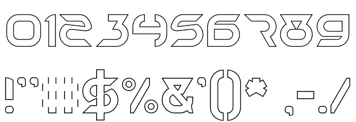 TECHNO-Hollow Font OTHER CHARS
