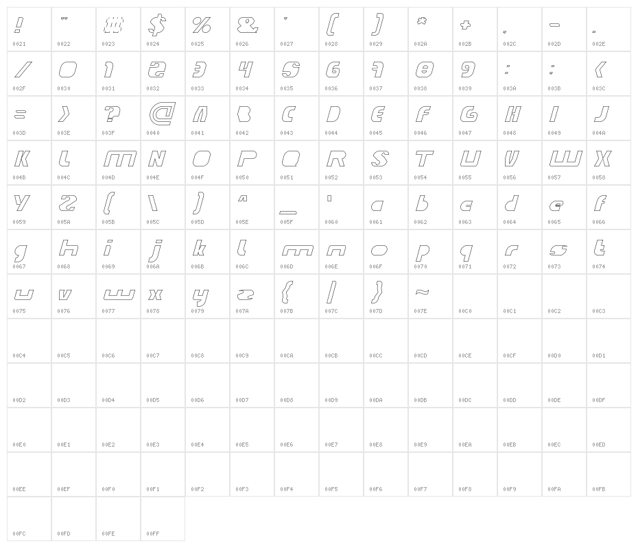 TECHNO TECH-Hollow Character Map