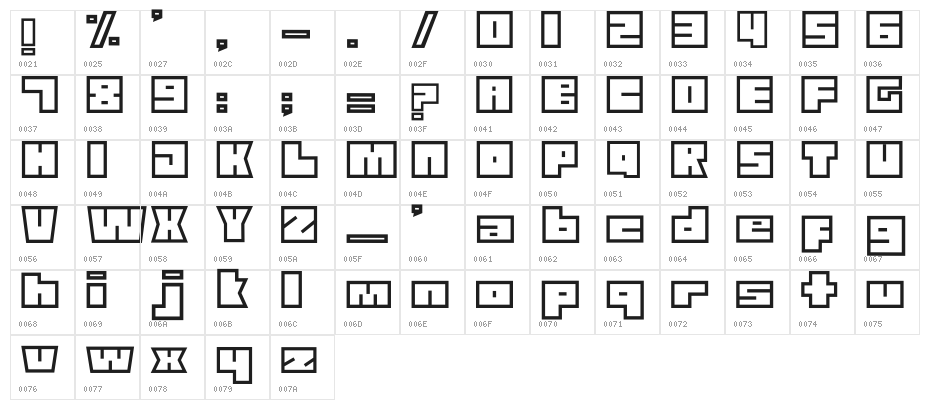 TECHNOLIN Character Map