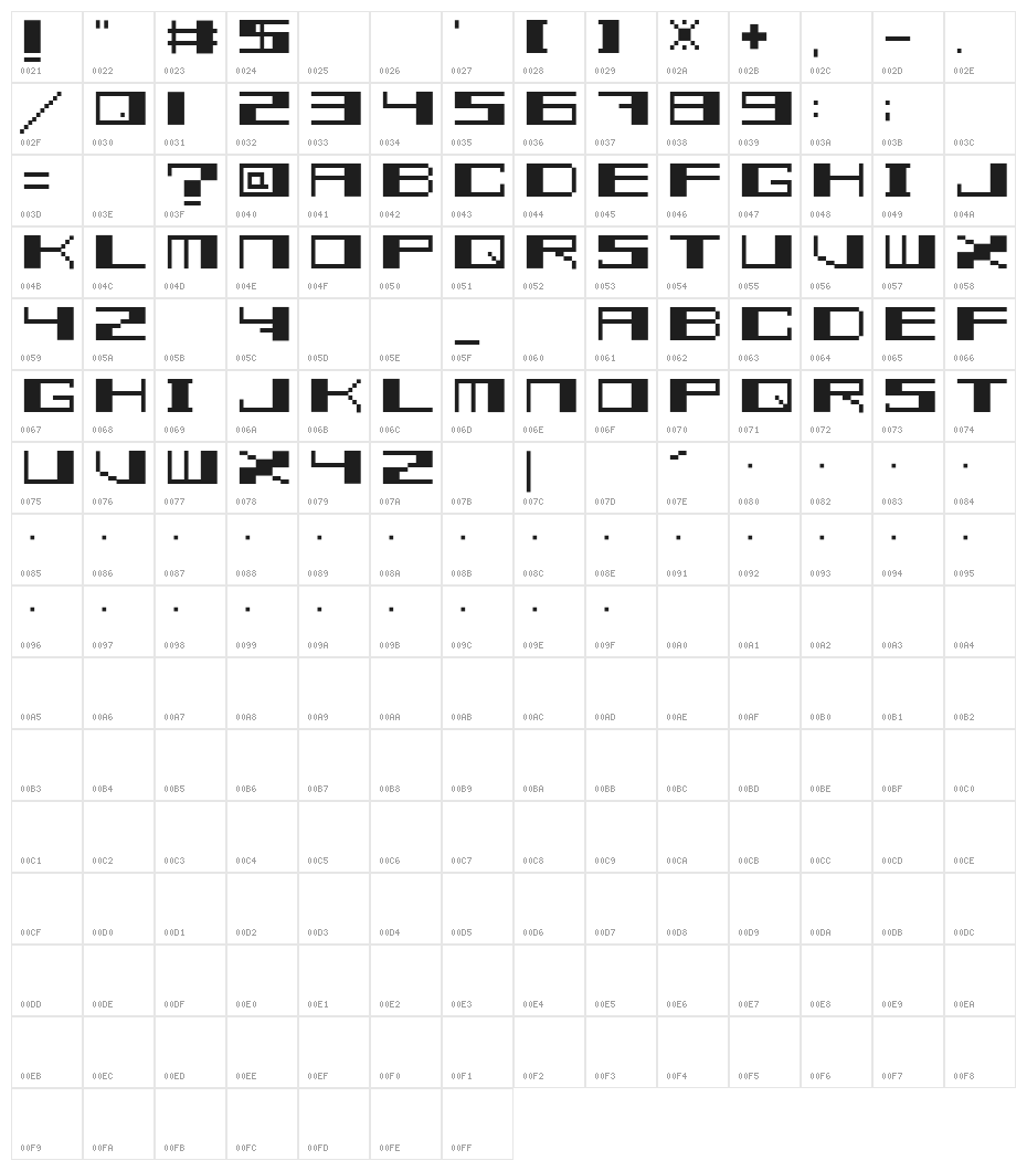 TECNO STRESS Character Map