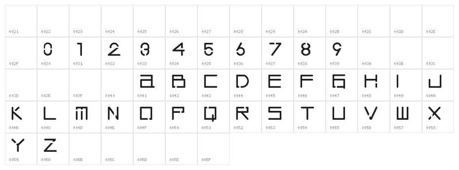 TEK HED BOLIMIC Character Map