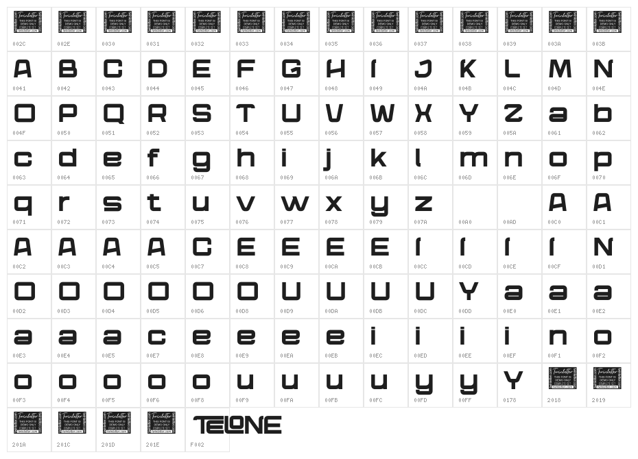TELONE Regpersonal Character Map