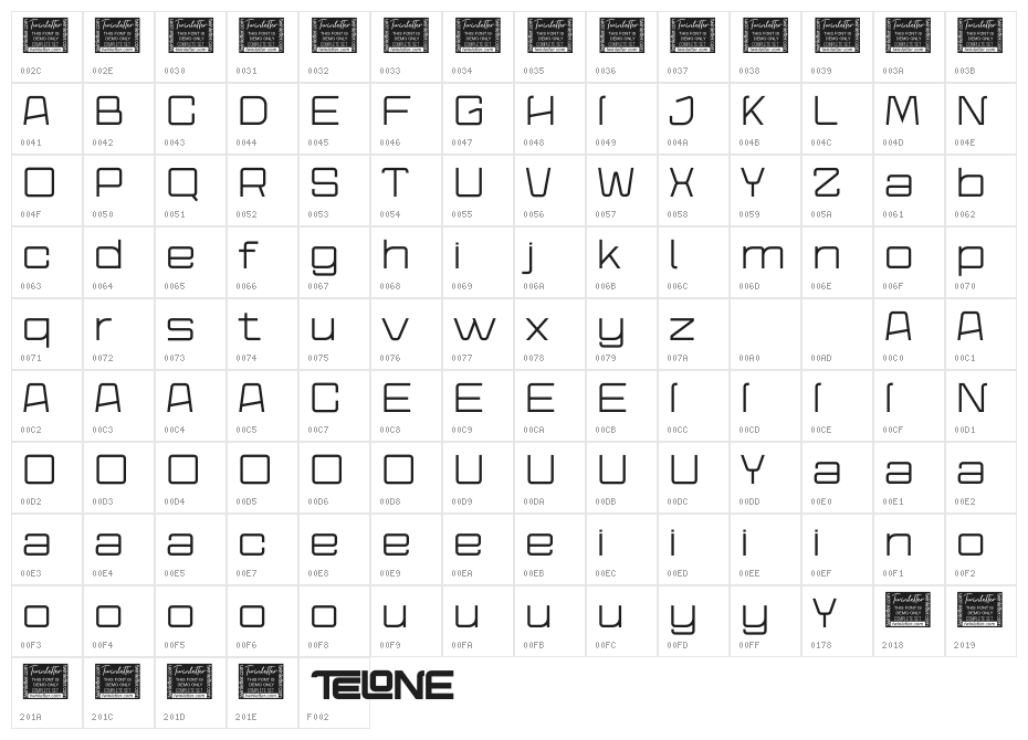 TELONE Thinpersonal Character Map