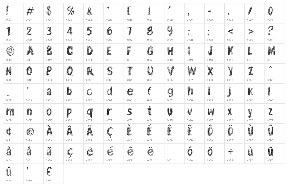 TEN O CLOCK Regular Character Map