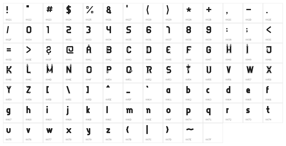 TESLAFONT Character Map