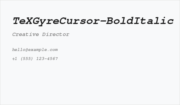 TeXGyreCursor-BoldItalic Business Card