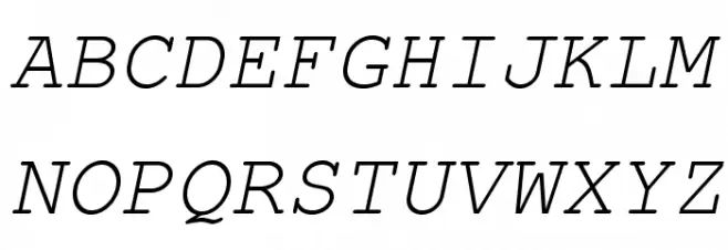 TeXGyreCursor-Italic Шрифта ВЕРХНИЙ
