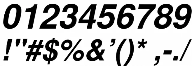 TeXGyreHeros-BoldItalic Font Alte caractere