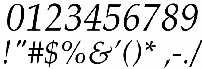 TeXGyrePagella-Italic Font OTHER CHARS