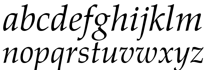 TeXGyrePagella-Italic Font LOWERCASE