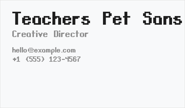 Teachers Pet Sans Serif Bold Business Card