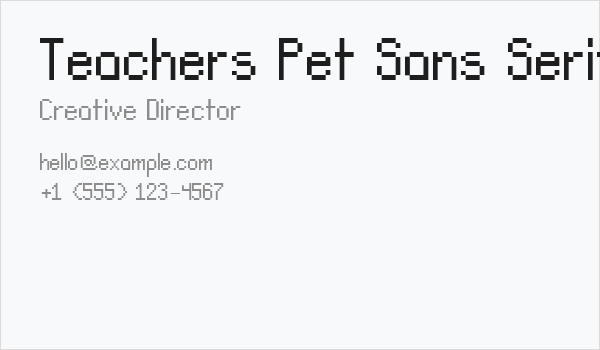 Teachers Pet Sans Serif Business Card