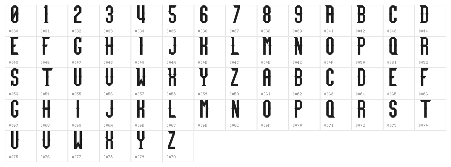 Team Fury Regular Character Map